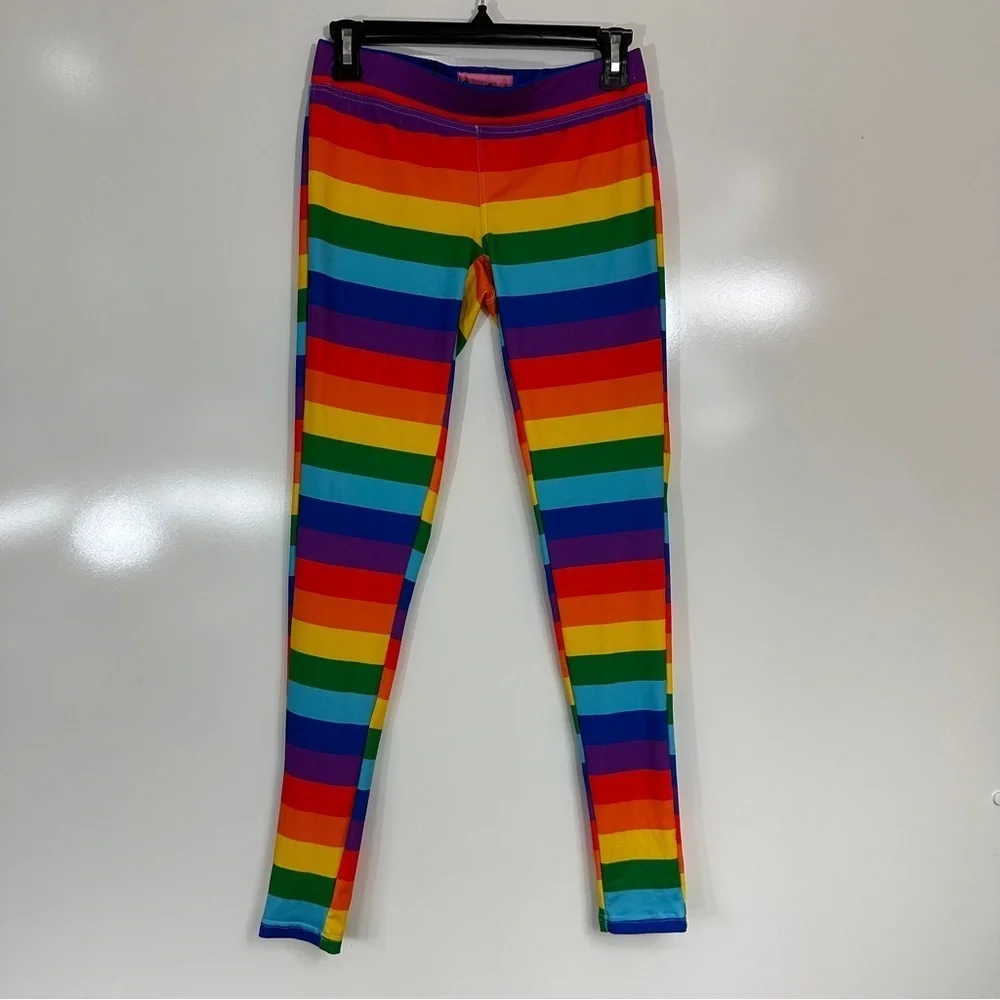 Tipsy Elves Full Length Rainbow Striped Leggings - Picture 3 of 8
